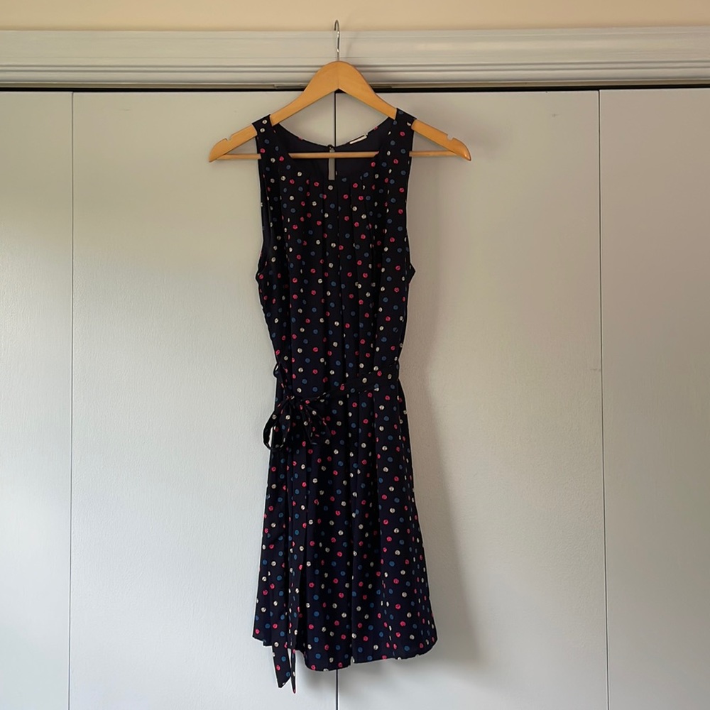Navy and polka dot summer dress